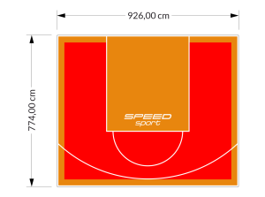 72M2/774X926CM CZERWONO-POMARAŃCZOWE BOISKO DO KOSZYKÓWKI SPEEDSPORT HEXA POWER PRO