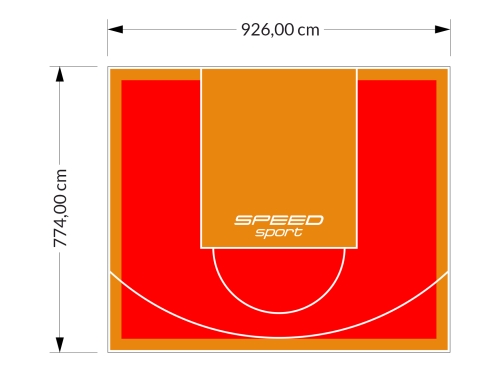 72M2/774X926CM CZERWONO-POMARAŃCZOWE BOISKO DO KOSZYKÓWKI SPEEDSPORT HEXA POWER PRO