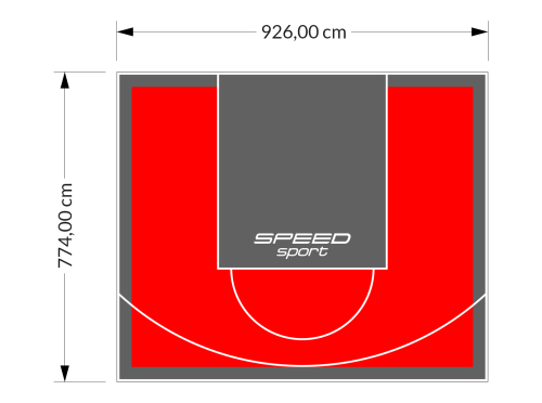 72M2/774X926CM CZERWONO-GRAFITOWE BOISKO DO KOSZYKÓWKI SPEEDSPORT HEXA POWER PRO