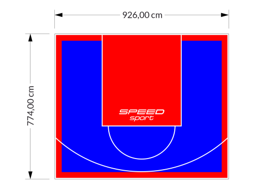 72M2/774X926CM NIEBIESKO-CZERWONE BOISKO DO KOSZYKÓWKI SPEEDSPORT HEXA POWER PRO