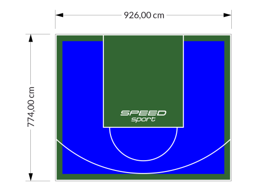 72M2/774X926CM NIEBIESKO-ZIELONE BOISKO DO KOSZYKÓWKI SPEEDSPORT HEXA POWER PRO
