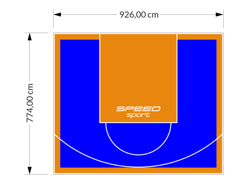 72M2/774X926CM NIEBIESKO-POMARAŃCZOWE BOISKO DO KOSZYKÓWKI SPEEDSPORT HEXA POWER PRO