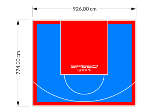 72M2/774X926CM BŁĘKITNO-CZERWONE BOISKO DO KOSZYKÓWKI SPEEDSPORT HEXA POWER PRO
