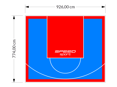 72M2/774X926CM BŁĘKITNO-CZERWONE BOISKO DO KOSZYKÓWKI SPEEDSPORT HEXA POWER PRO