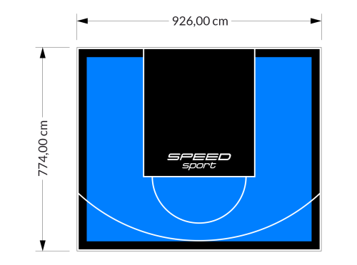72M2/774X926CM BŁĘKITNO-CZARNE BOISKO DO KOSZYKÓWKI SPEEDSPORT HEXA POWER PRO