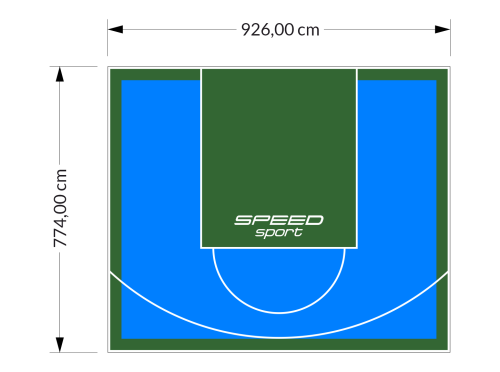 72M2/774X926CM BŁĘKITNO-ZIELONE BOISKO DO KOSZYKÓWKI SPEEDSPORT HEXA POWER PRO