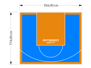 72M2/774X926CM BŁĘKITNO-POMARAŃCZOWE BOISKO DO KOSZYKÓWKI SPEEDSPORT HEXA POWER PRO