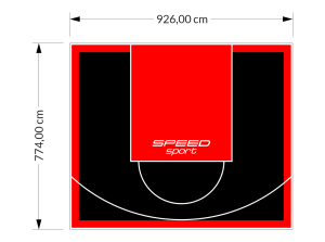 72M2/774X926CM CZARNO-CZERWONE BOISKO DO KOSZYKÓWKI SPEEDSPORT HEXA POWER PRO