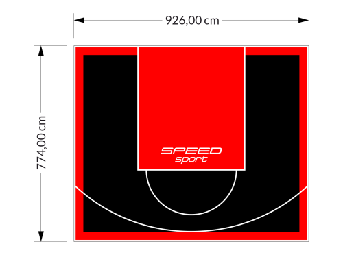 72M2/774X926CM CZARNO-CZERWONE BOISKO DO KOSZYKÓWKI SPEEDSPORT HEXA POWER PRO