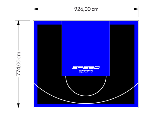 72M2/774X926CM CZARNO-NIEBIESKIE BOISKO DO KOSZYKÓWKI SPEEDSPORT HEXA POWER PRO