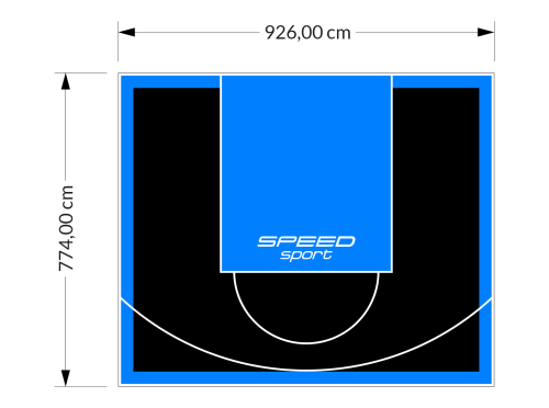72M2/774X926CM CZARNO-BŁĘKITNE BOISKO DO KOSZYKÓWKI SPEEDSPORT HEXA POWER PRO