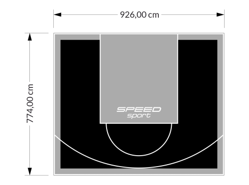 72M2/774X926CM CZARNO-SZARE BOISKO DO KOSZYKÓWKI SPEEDSPORT HEXA POWER PRO