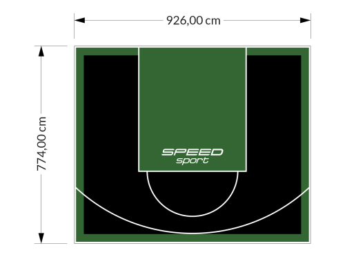 72M2/774X926CM CZARNO-ZIELONE BOISKO DO KOSZYKÓWKI SPEEDSPORT HEXA POWER PRO