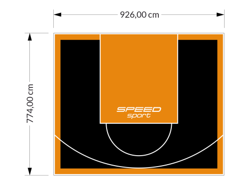 72M2/774X926CM CZARNO-POMARAŃCZOWE BOISKO DO KOSZYKÓWKI SPEEDSPORT HEXA POWER PRO