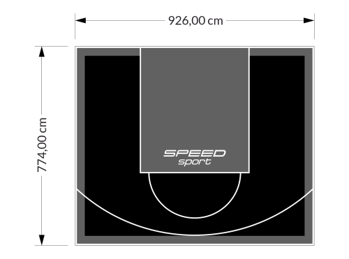 72M2/774X926CM CZARNO-GRAFITOWE BOISKO DO KOSZYKÓWKI SPEEDSPORT HEXA POWER PRO
