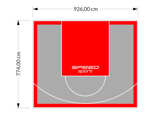 72M2/774X926CM SZARO-CZERWONE BOISKO DO KOSZYKÓWKI SPEEDSPORT HEXA POWER PRO