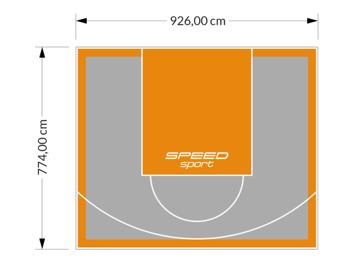 72M2/774X926CM SZARO-POMARAŃCZOWE BOISKO DO KOSZYKÓWKI SPEEDSPORT HEXA POWER PRO