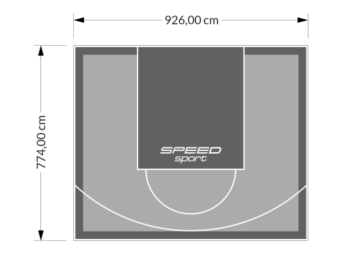 72M2/774X926CM SZARO-GRAFITOWE BOISKO DO KOSZYKÓWKI SPEEDSPORT HEXA POWER PRO