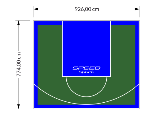 72M2/774X926CM ZIELONO-NIEBIESKIE BOISKO DO KOSZYKÓWKI SPEEDSPORT HEXA POWER PRO