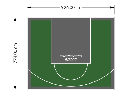 72M2/774X926CM ZIELONO-GRAFITOWE BOISKO DO KOSZYKÓWKI SPEEDSPORT HEXA POWER PRO