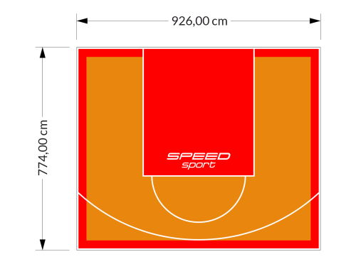 72M2/774X926CM POMARAŃCZOWO-CZERWONE BOISKO DO KOSZYKÓWKI SPEEDSPORT HEXA POWER PRO
