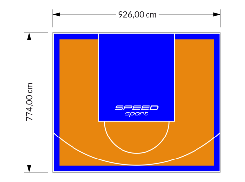 72M2/774X926CM POMARAŃCZOWO-NIEBIESKIE BOISKO DO KOSZYKÓWKI SPEEDSPORT HEXA POWER PRO