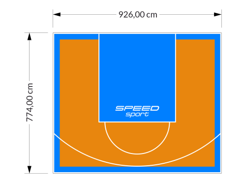 72M2/774X926CM POMARAŃCZOWO-BŁĘKITNE BOISKO DO KOSZYKÓWKI SPEEDSPORT HEXA POWER PRO