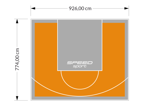 72M2/774X926CM POMARAŃCZOWO-SZARE BOISKO DO KOSZYKÓWKI SPEEDSPORT HEXA POWER PRO