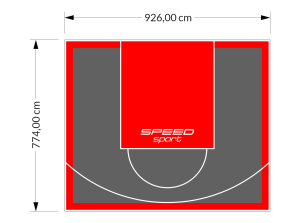 72M2/774X926CM GRAFITOWO-CZERWONE BOISKO DO KOSZYKÓWKI SPEEDSPORT HEXA POWER PRO