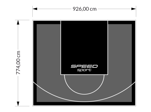 72M2/774X926CM GRAFITOWO-CZARNE BOISKO DO KOSZYKÓWKI SPEEDSPORT HEXA POWER PRO