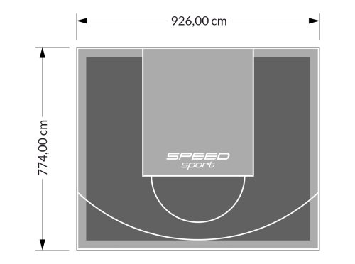72M2/774X926CM GRAFITOWO-SZARE BOISKO DO KOSZYKÓWKI SPEEDSPORT HEXA POWER PRO