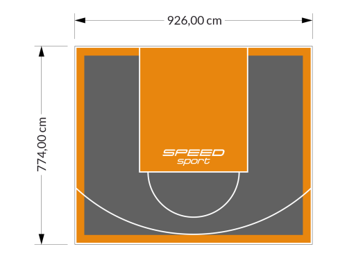 72M2/774X926CM GRAFITOWO-POMARAŃCZOWE BOISKO DO KOSZYKÓWKI SPEEDSPORT HEXA POWER PRO