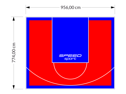 74M2/774X956CM CZERWONO-NIEBIESKIE BOISKO DO KOSZYKÓWKI SPEEDSPORT HEXA POWER PRO