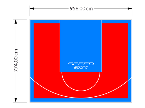 74M2/774X956CM CZERWONO-BŁĘKITNE BOISKO DO KOSZYKÓWKI SPEEDSPORT HEXA POWER PRO