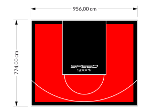 74M2/774X956CM CZERWONO-CZARNE BOISKO DO KOSZYKÓWKI SPEEDSPORT HEXA POWER PRO