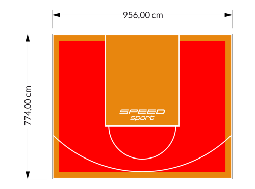 74M2/774X956CM CZERWONO-POMARAŃCZOWE BOISKO DO KOSZYKÓWKI SPEEDSPORT HEXA POWER PRO