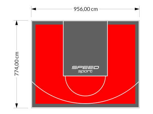 74M2/774X956CM CZERWONO-GRAFITOWE BOISKO DO KOSZYKÓWKI SPEEDSPORT HEXA POWER PRO