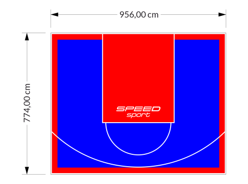 74M2/774X956CM NIEBIESKO-CZERWONE BOISKO DO KOSZYKÓWKI SPEEDSPORT HEXA POWER PRO