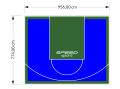 74M2/774X956CM NIEBIESKO-ZIELONE BOISKO DO KOSZYKÓWKI SPEEDSPORT HEXA POWER PRO