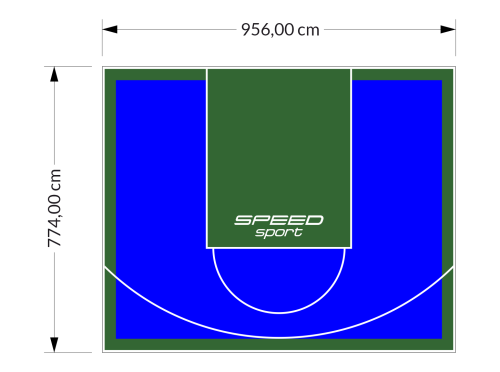 74M2/774X956CM NIEBIESKO-ZIELONE BOISKO DO KOSZYKÓWKI SPEEDSPORT HEXA POWER PRO