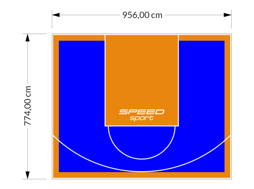 74M2/774X956CM NIEBIESKO-POMARAŃCZOWE BOISKO DO KOSZYKÓWKI SPEEDSPORT HEXA POWER PRO