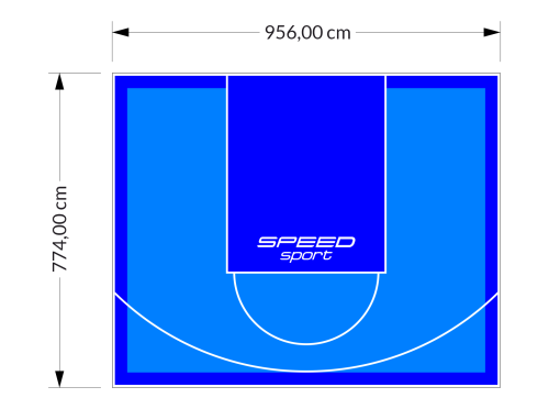 74M2/774X956CM BŁĘKITNO-NIEBIESKIE BOISKO DO KOSZYKÓWKI SPEEDSPORT HEXA POWER PRO
