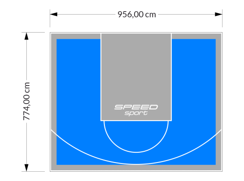 74M2/774X956CM BŁĘKITNO-SZARE BOISKO DO KOSZYKÓWKI SPEEDSPORT HEXA POWER PRO