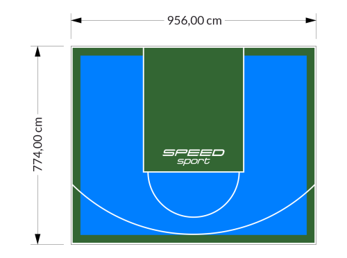 74M2/774X956CM BŁĘKITNO-ZIELONE BOISKO DO KOSZYKÓWKI SPEEDSPORT HEXA POWER PRO