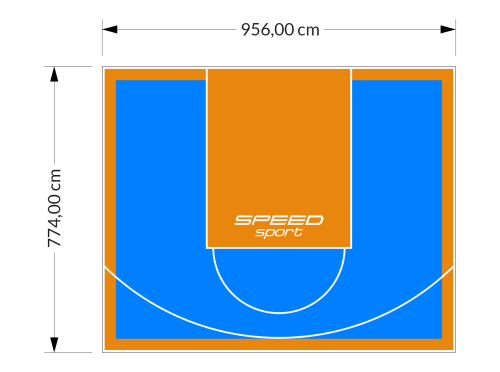 74M2/774X956CM BŁĘKITNO-POMARAŃCZOWE BOISKO DO KOSZYKÓWKI SPEEDSPORT HEXA POWER PRO