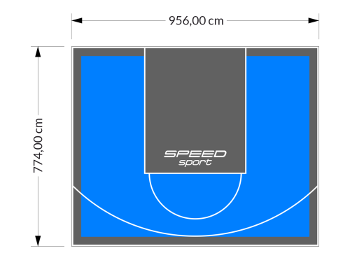 74M2/774X956CM BŁĘKITNO-GRAFITOWE BOISKO DO KOSZYKÓWKI SPEEDSPORT HEXA POWER PRO