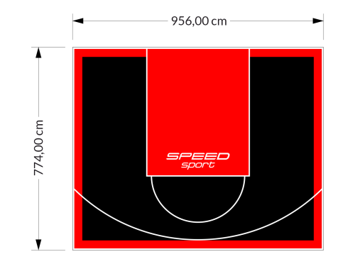 74M2/774X956CM CZARNO-CZERWONE BOISKO DO KOSZYKÓWKI SPEEDSPORT HEXA POWER PRO
