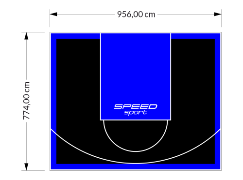 74M2/774X956CM CZARNO-NIEBIESKIE BOISKO DO KOSZYKÓWKI SPEEDSPORT HEXA POWER PRO