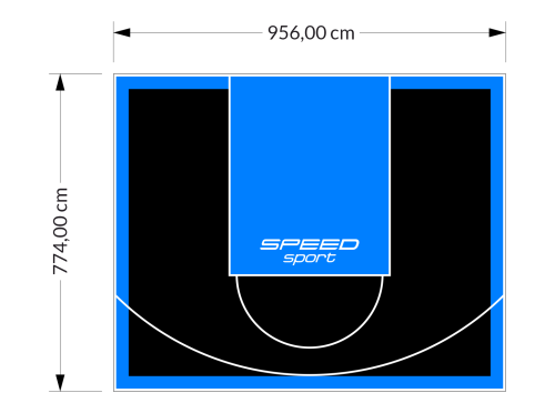 74M2/774X956CM CZARNO-BŁĘKITNE BOISKO DO KOSZYKÓWKI SPEEDSPORT HEXA POWER PRO