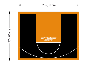 74M2/774X956CM CZARNO-POMARAŃCZOWE BOISKO DO KOSZYKÓWKI SPEEDSPORT HEXA POWER PRO